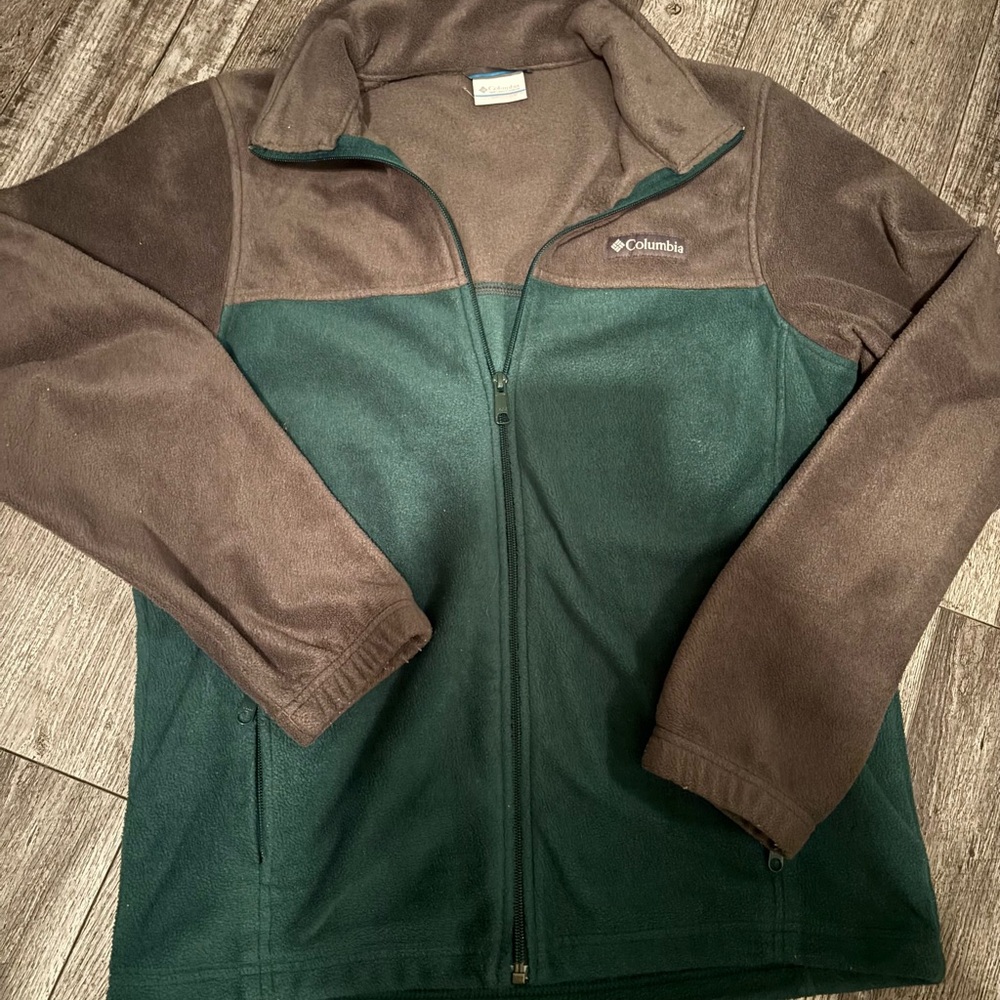 Columbia Forest Green and Chocolate Brown Fleece Jacket